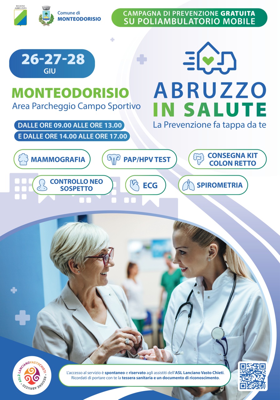 Casa della salute mobile a Monteodorisio dal 26 al 28 giugno 2024