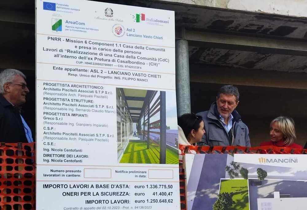 Casalbordino, via ai lavori della casa di comunità. Marsilio: “Traguardo importante per la medicina del territorio”