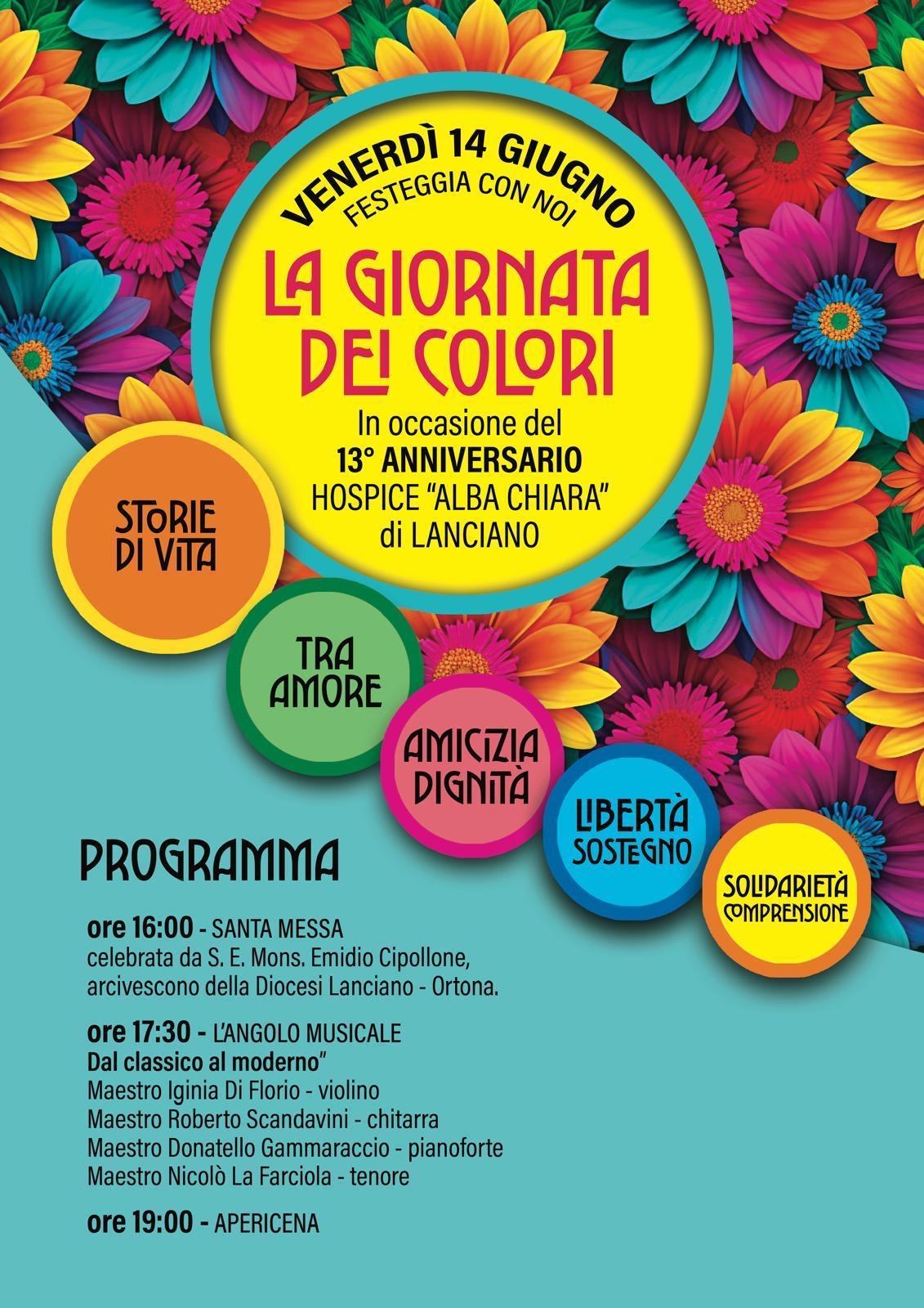 L'hospice 'Alba chiara' di Lanciano festeggia il 13° anniversario con 'La giornata dei colori'